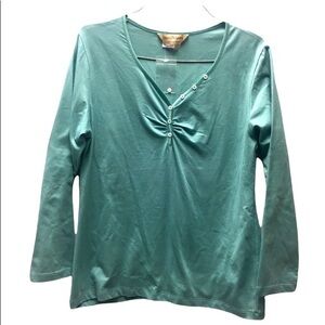 Norm Thompson NWT Blue cotton Long sleeve shirt